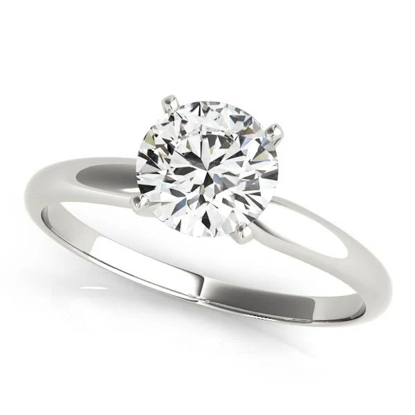 14K White Gold Round Solitaire Engagement Ring