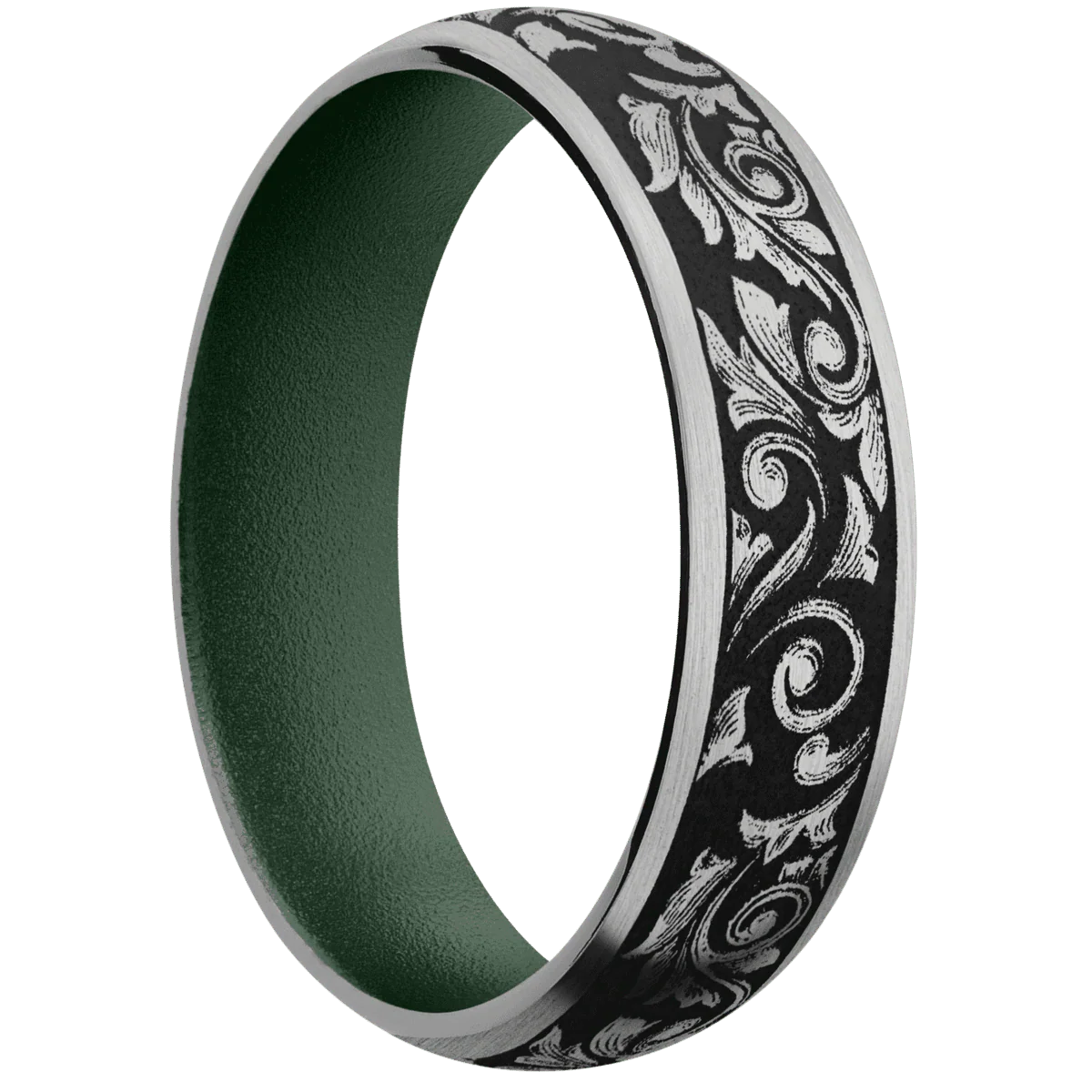 14K White Gold + Satin Finish + Highland Green