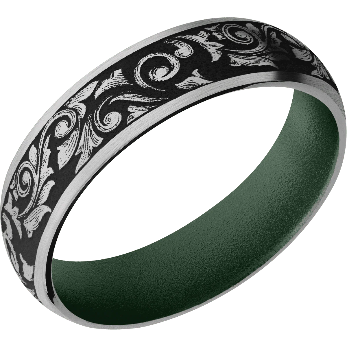 14K White Gold + Satin Finish + Highland Green - Image 2