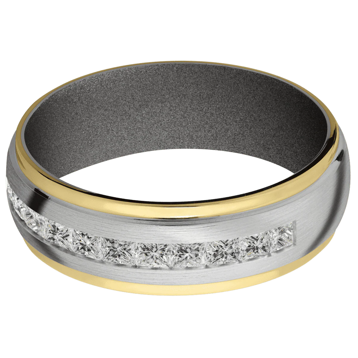 14K White Gold + Satin , Polish Finish + Gun Metal Grey - Image 3