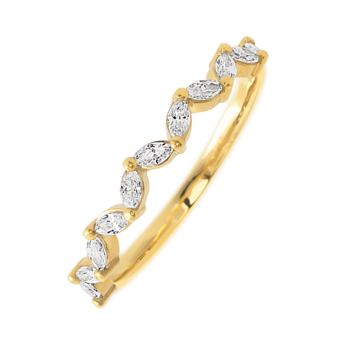 14K Yellow Gold band with 11 Marquise Lab Grown Diamond having TCW-.33