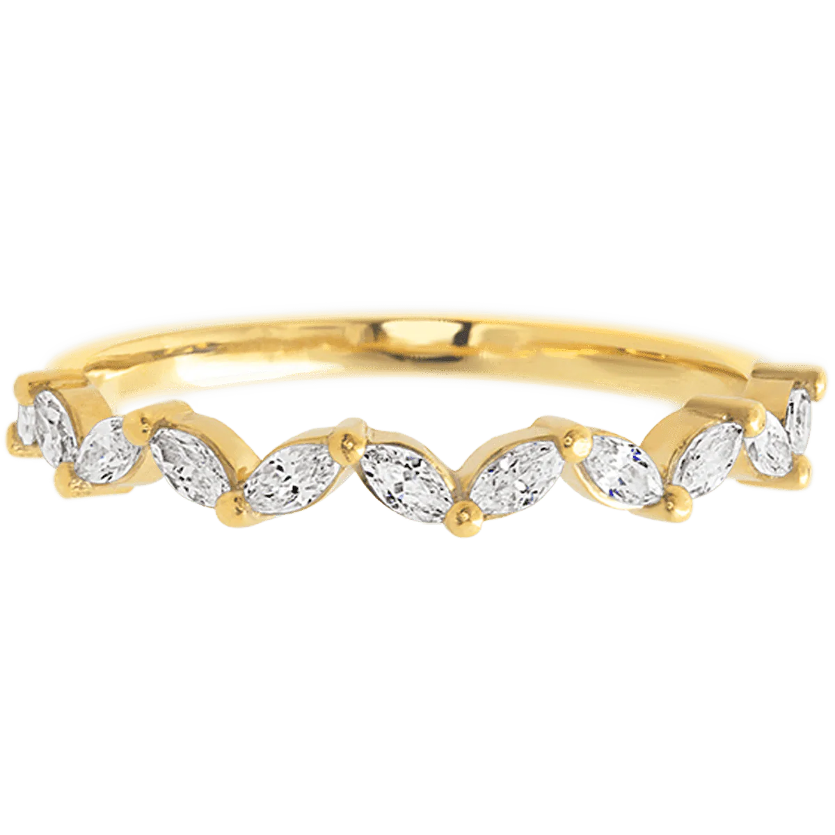 14K Yellow Gold band with 11 Marquise Lab Grown Diamond having TCW-.33 - Image 2