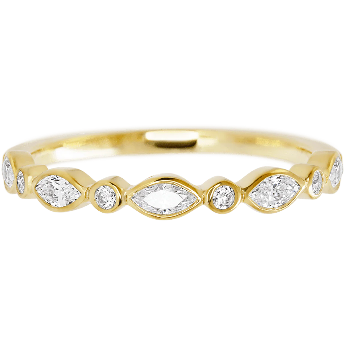 14K Yellow Gold band with 4 Round and 5 Marquise Lab Grown Diamond having TCW-.56 - Image 2