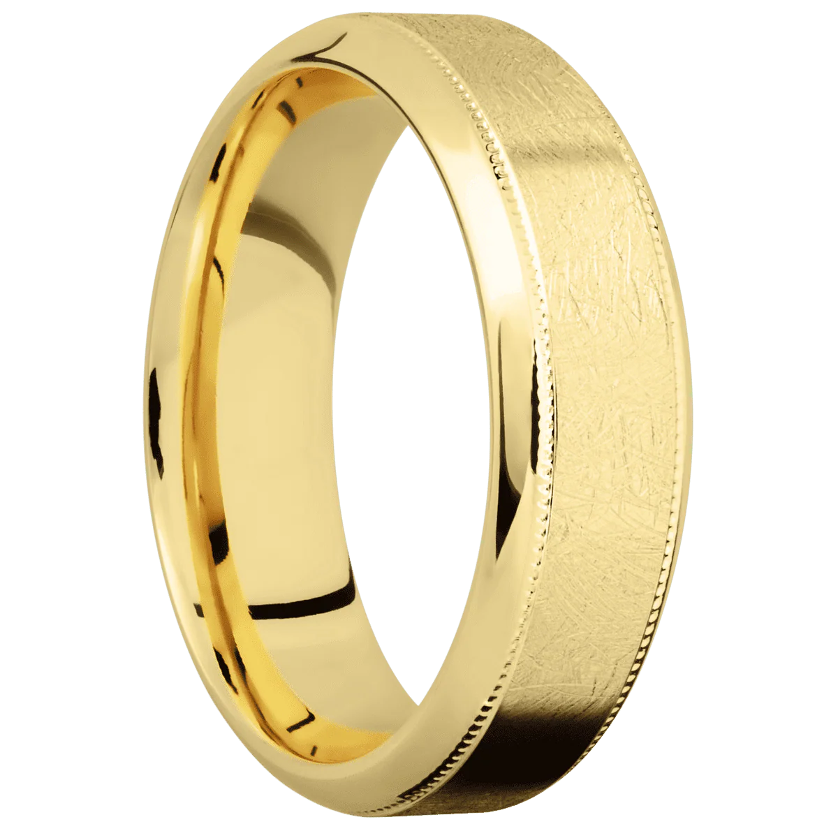 14K Yellow Gold + Distressed , Polish Finish