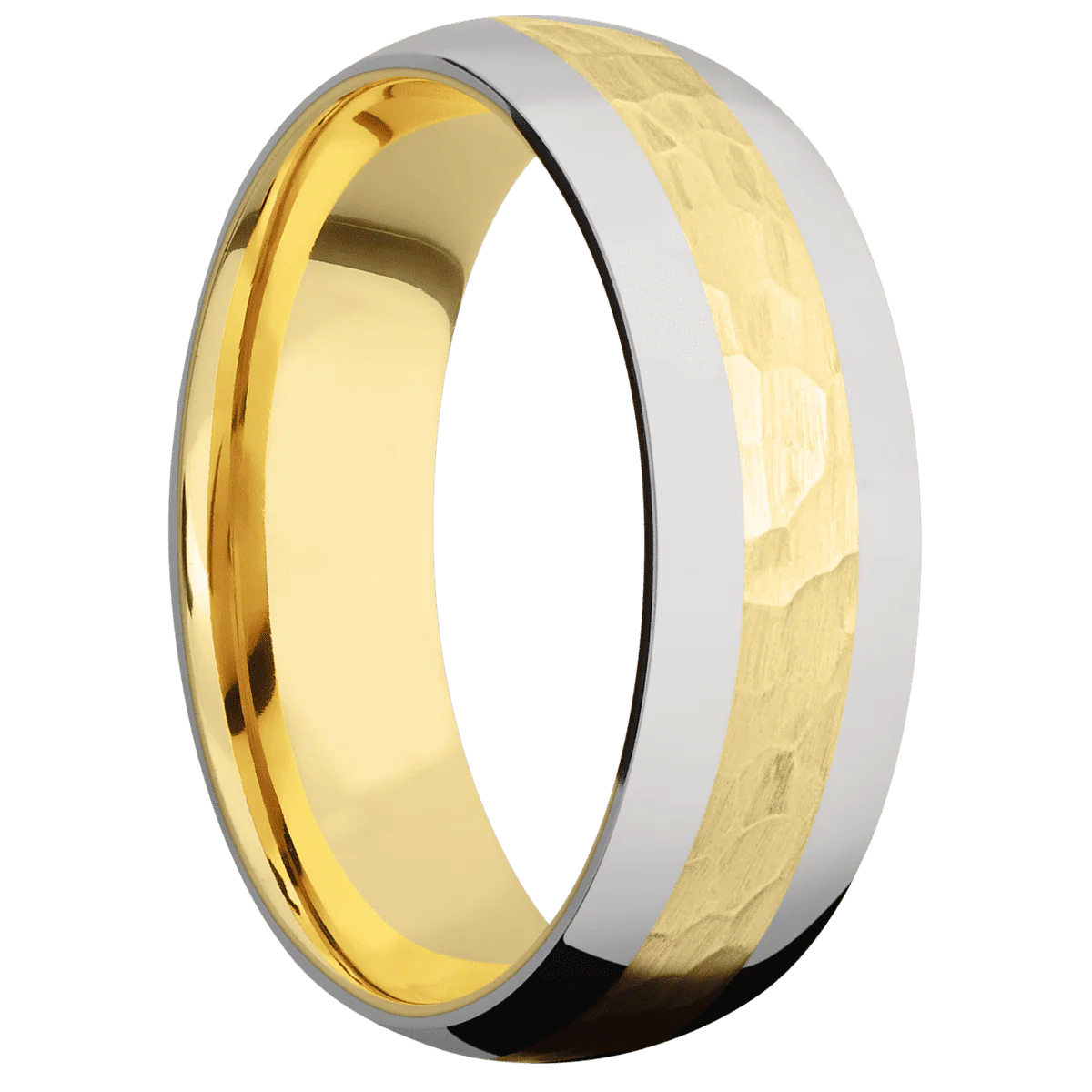14K Yellow Gold + Hammer Finish