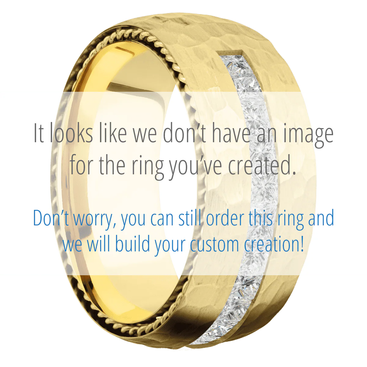 14K Yellow Gold + Hammer Finish
