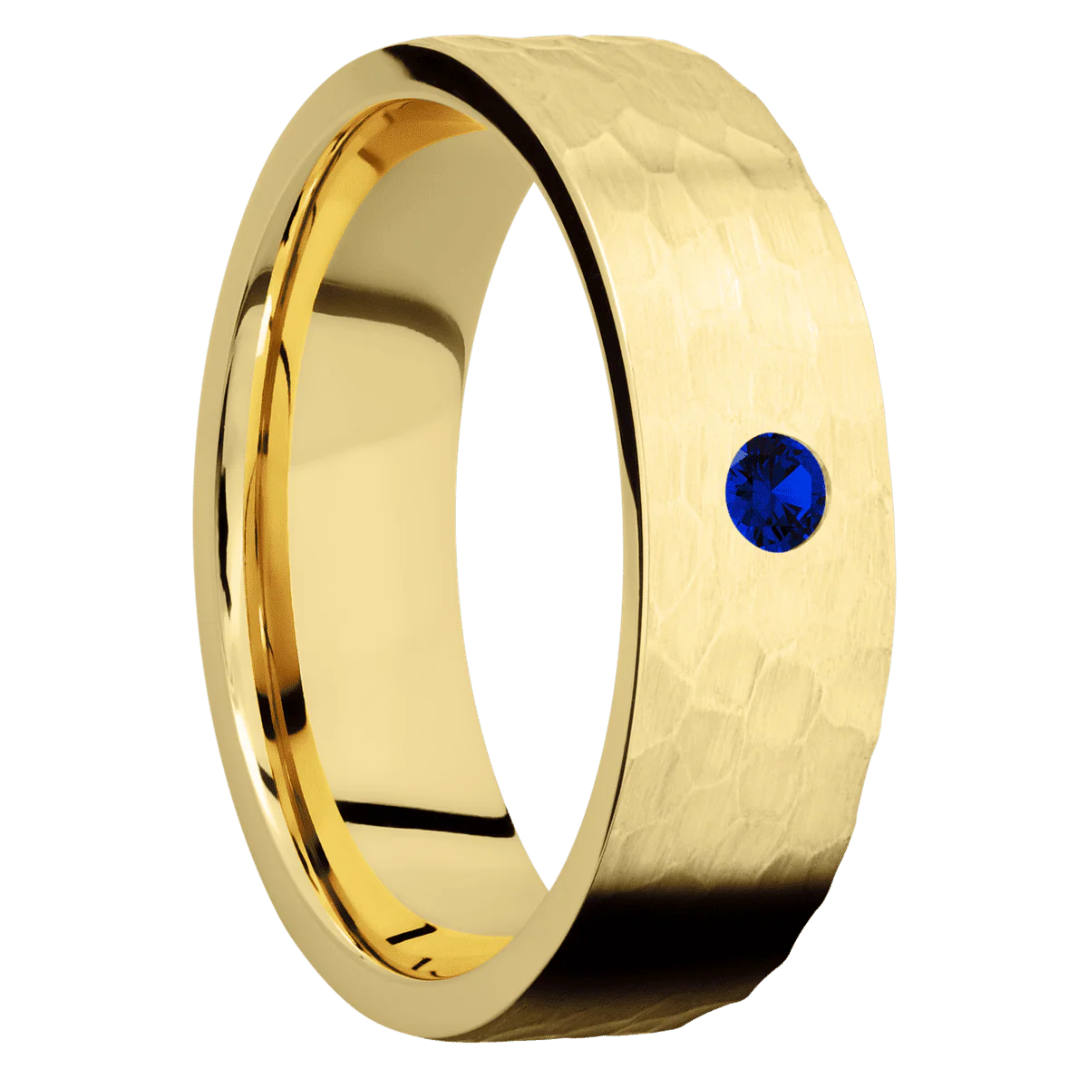 14K Yellow Gold + Hammer Finish