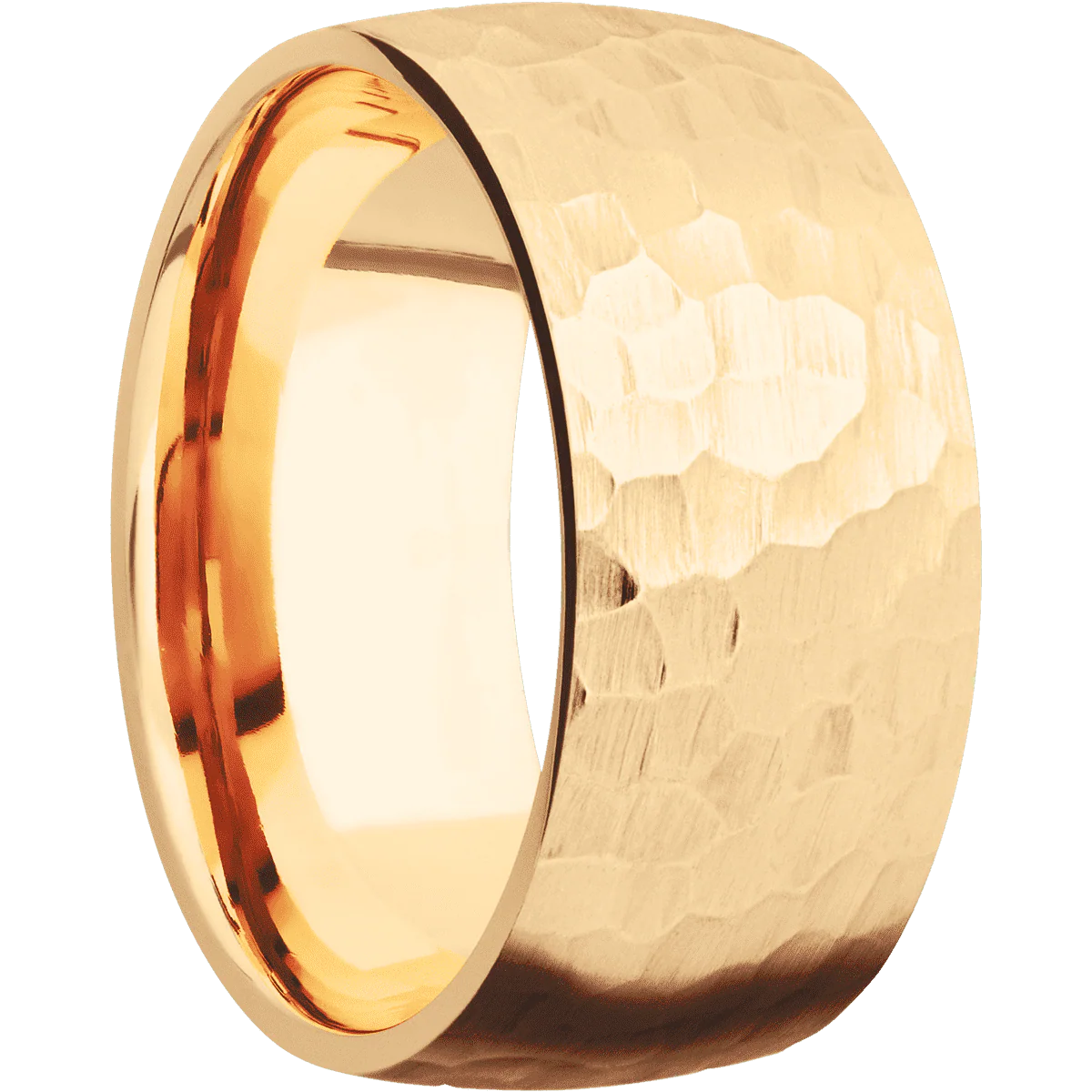 14K Yellow Gold + Hammer Finish