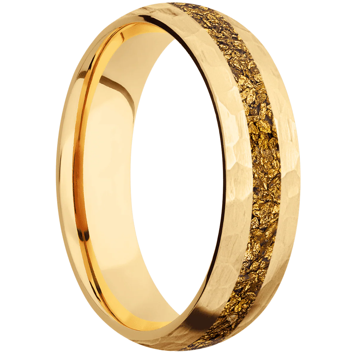 14K Yellow Gold + Hammer Finish