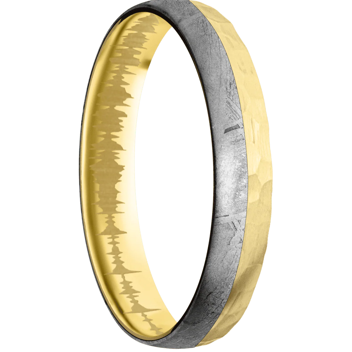 14K Yellow Gold + Hammer Finish