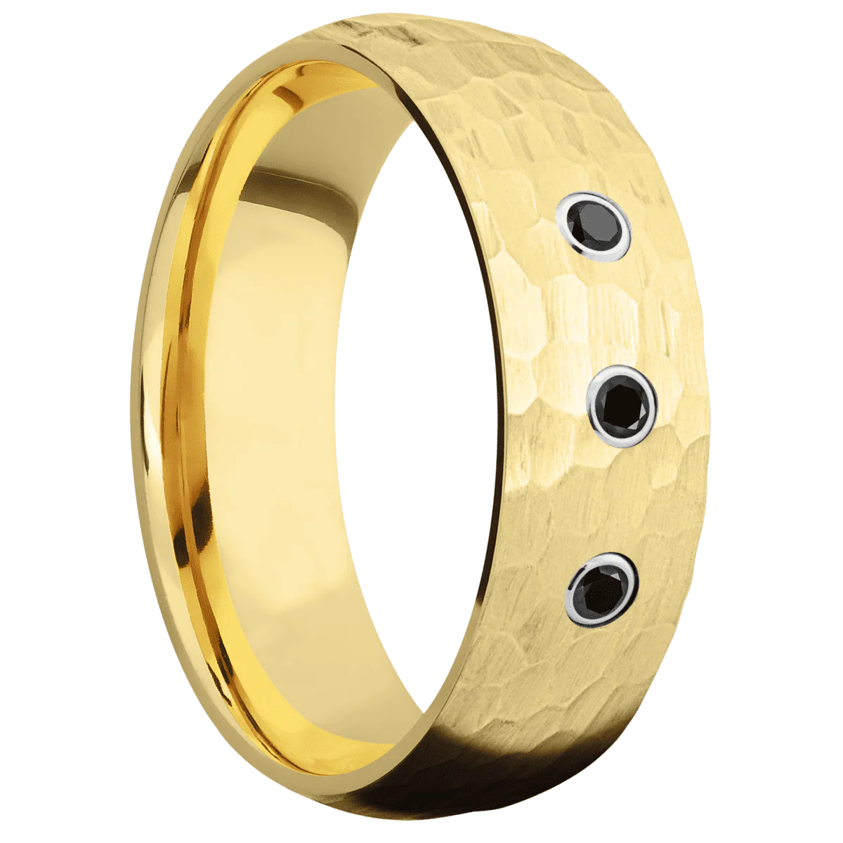 14K Yellow Gold + Hammer Finish