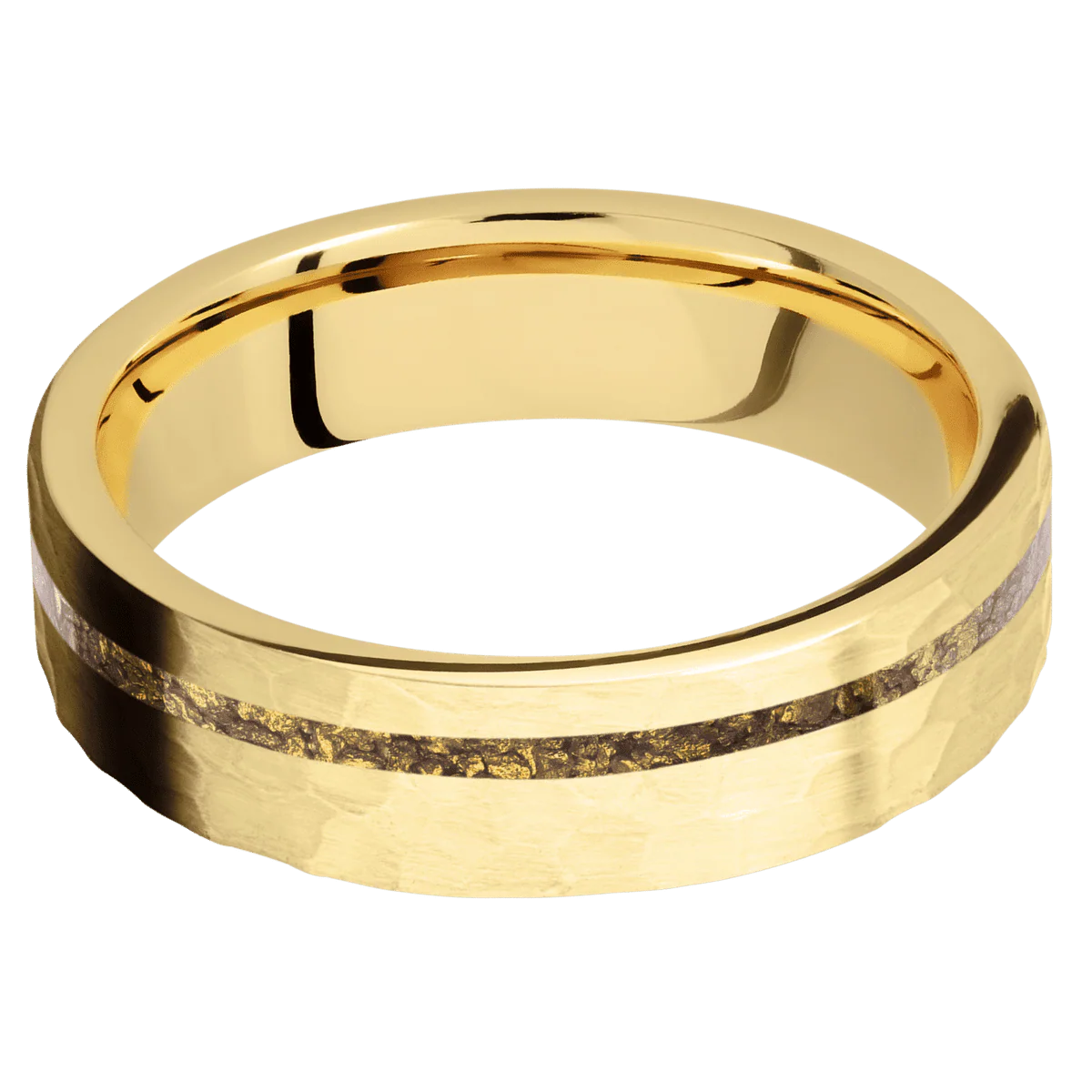 14K Yellow Gold + Hammer , Hammer Finish - Image 3