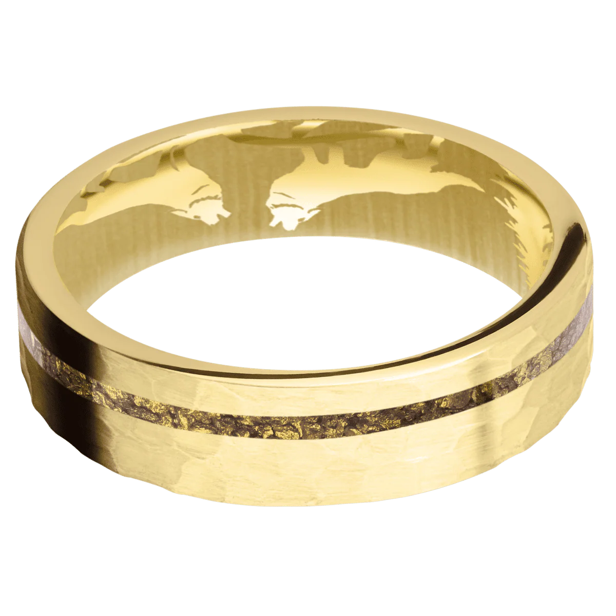 14K Yellow Gold + Hammer , Hammer Finish - Image 3
