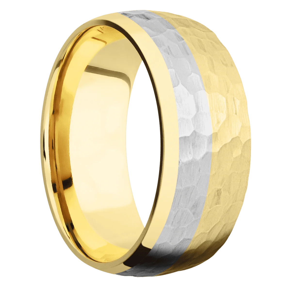 14K Yellow Gold + Hammer , Polish Finish