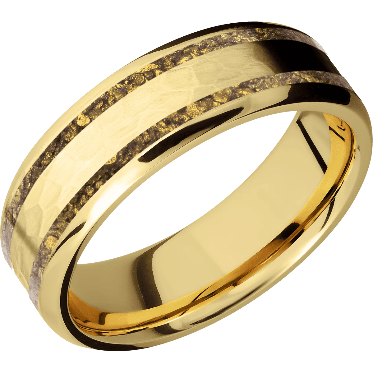 14K Yellow Gold + Hammer , Polish Finish - Image 2