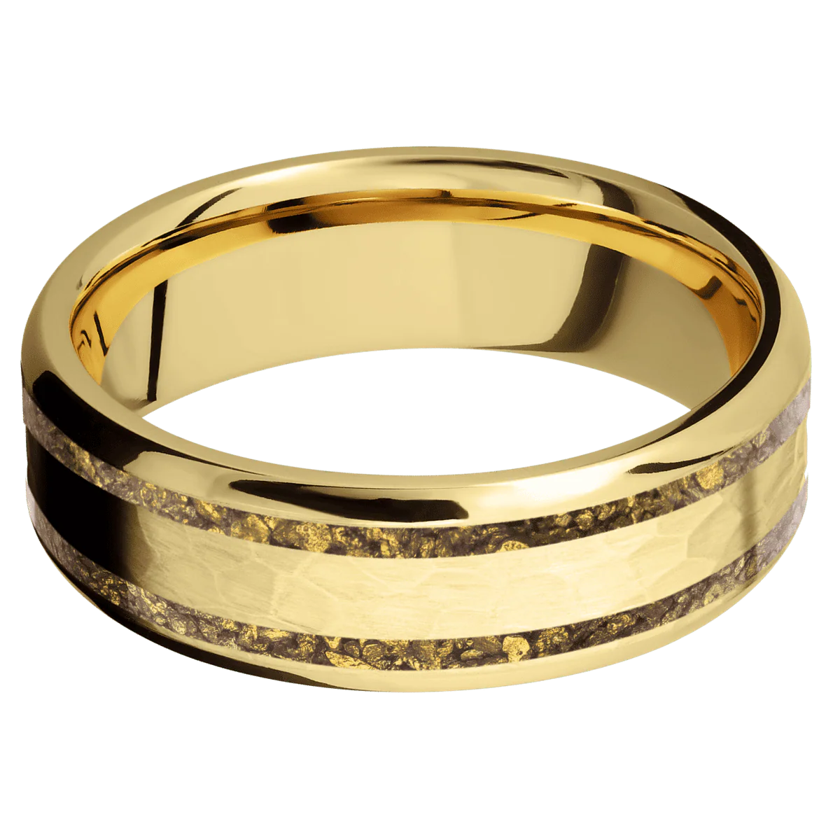 14K Yellow Gold + Hammer , Polish Finish - Image 3