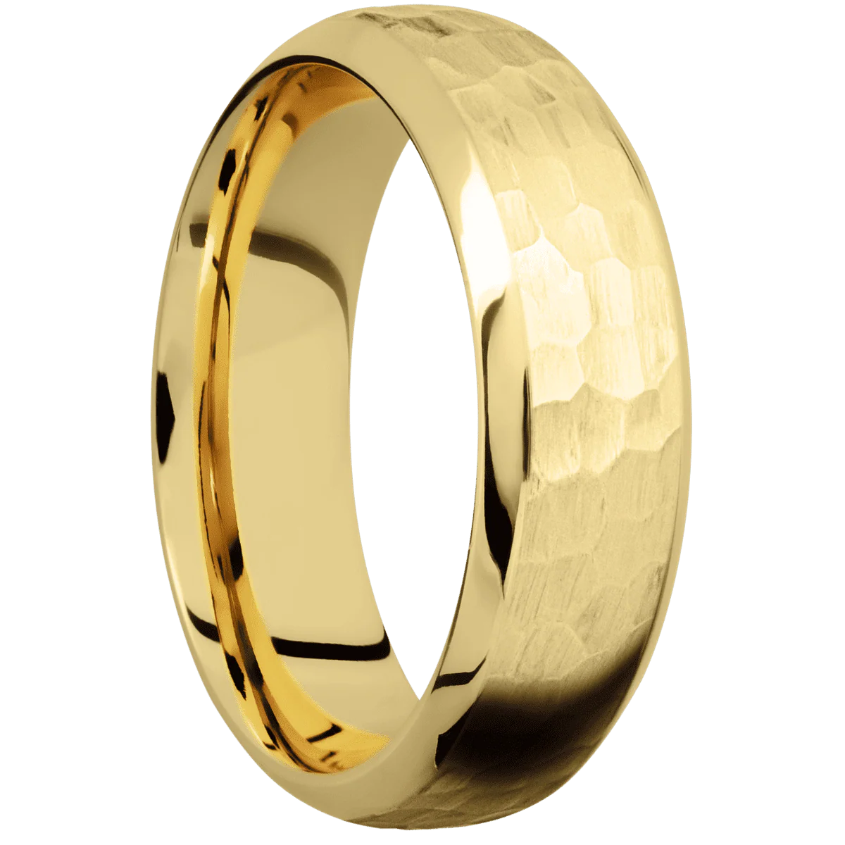 14K Yellow Gold + Hammer , Polish Finish