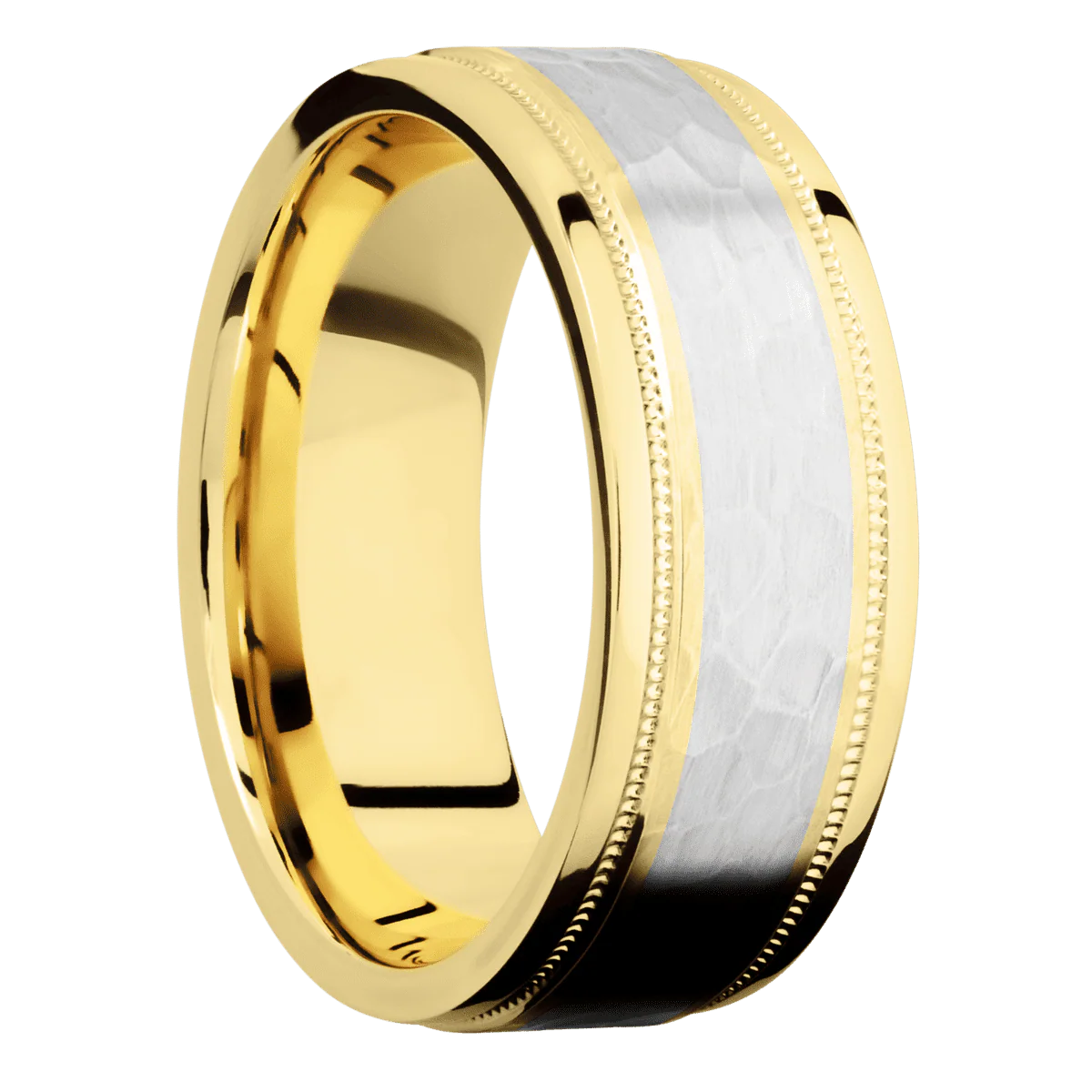 14K Yellow Gold + Hammer , Polish Finish