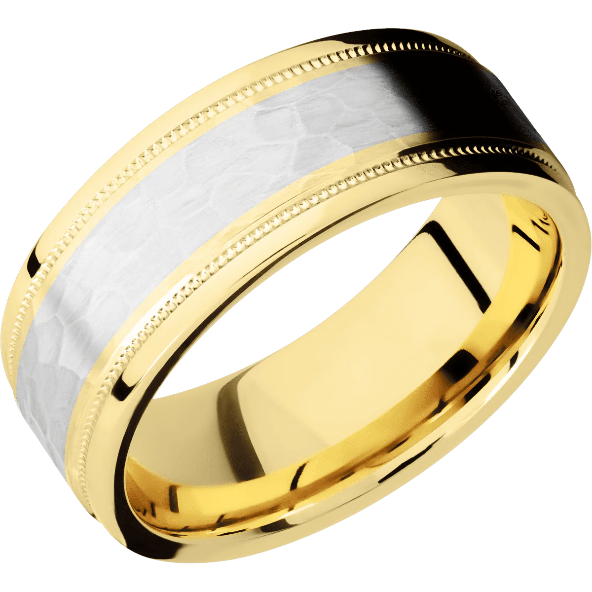 14K Yellow Gold + Hammer , Polish Finish - Image 2
