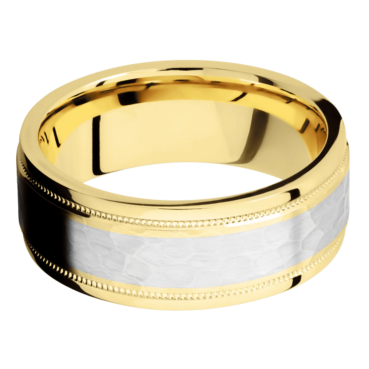 14K Yellow Gold + Hammer , Polish Finish - Image 3