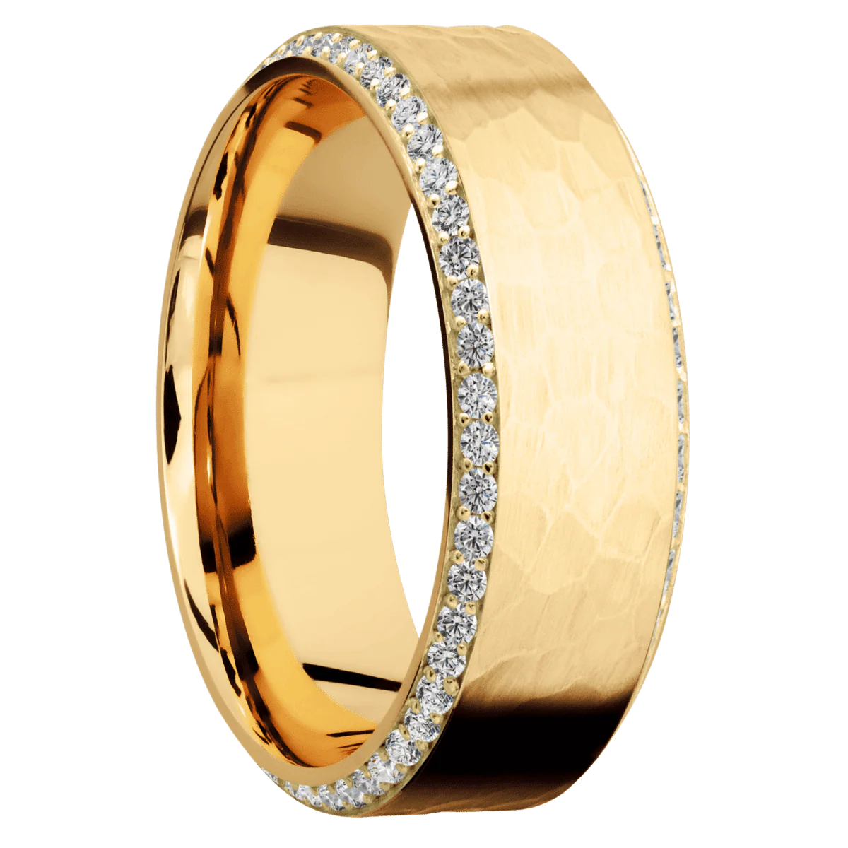 14K Yellow Gold + Hammer , Polish Finish