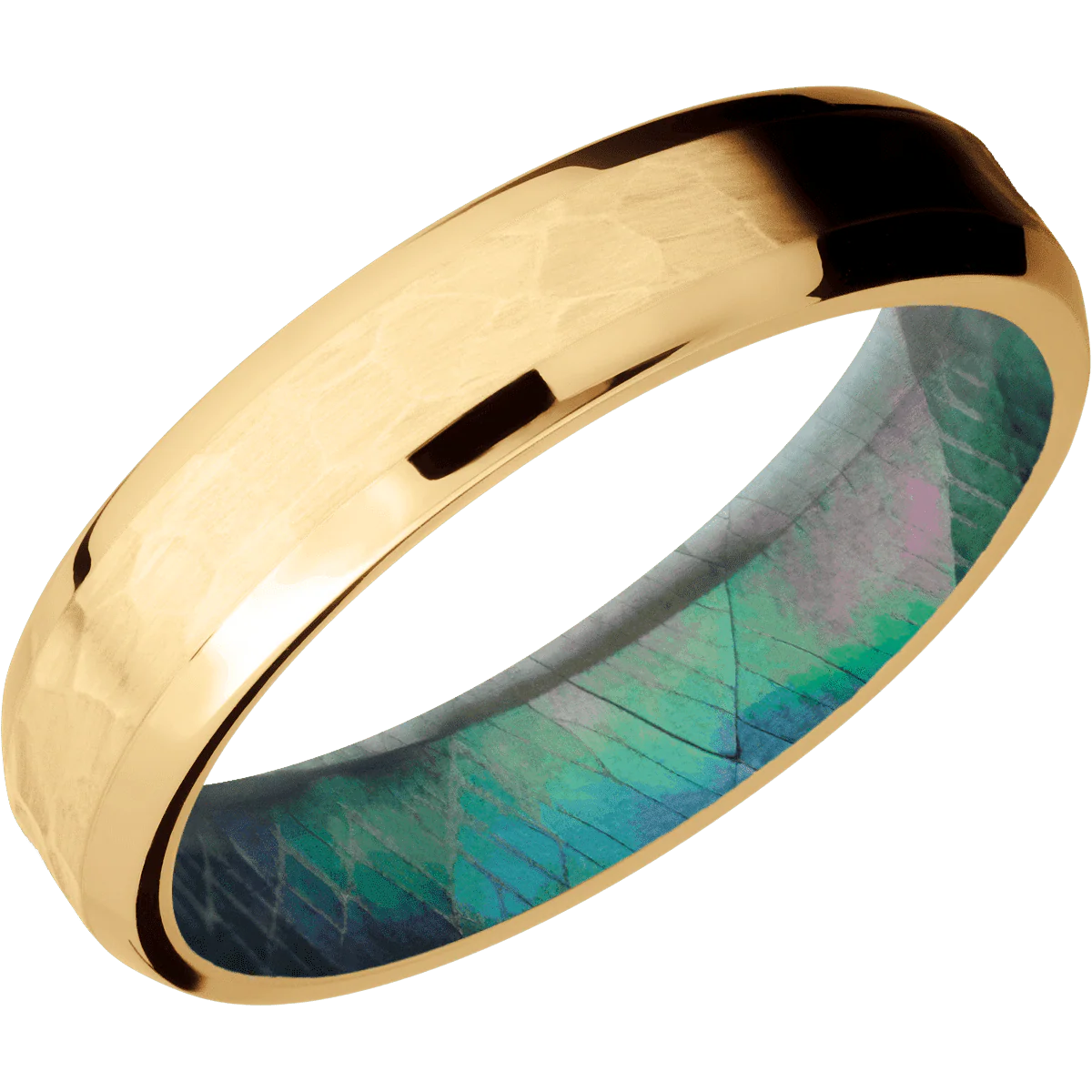 14K Yellow Gold + Hammer , Polish Finish + Black Mother of Pearl - Image 2