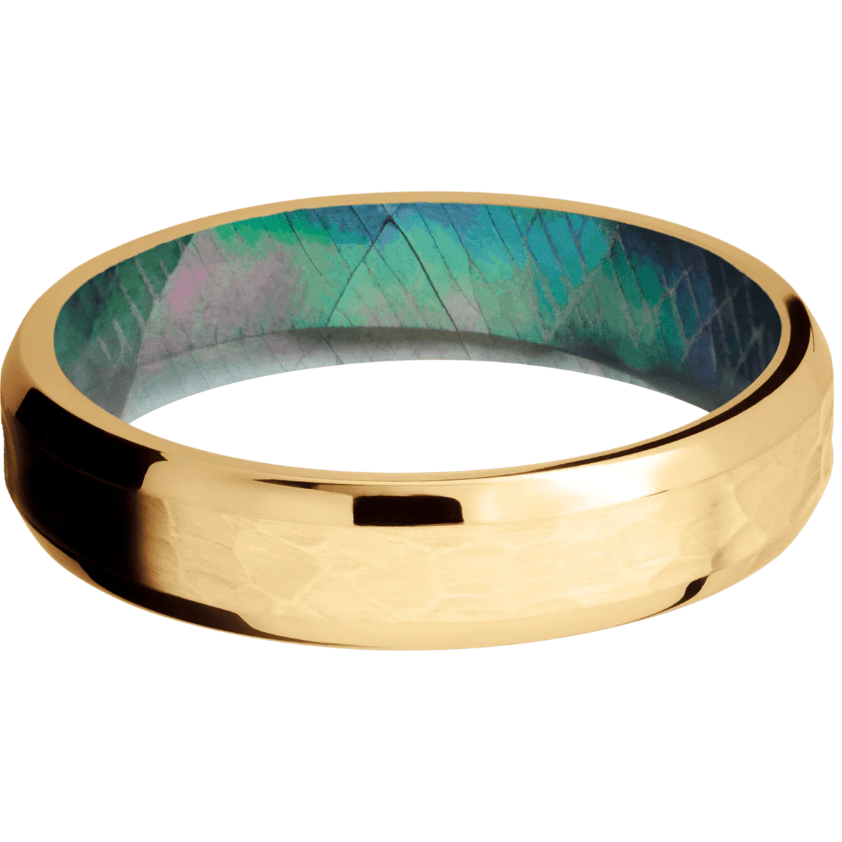 14K Yellow Gold + Hammer , Polish Finish + Black Mother of Pearl - Image 3