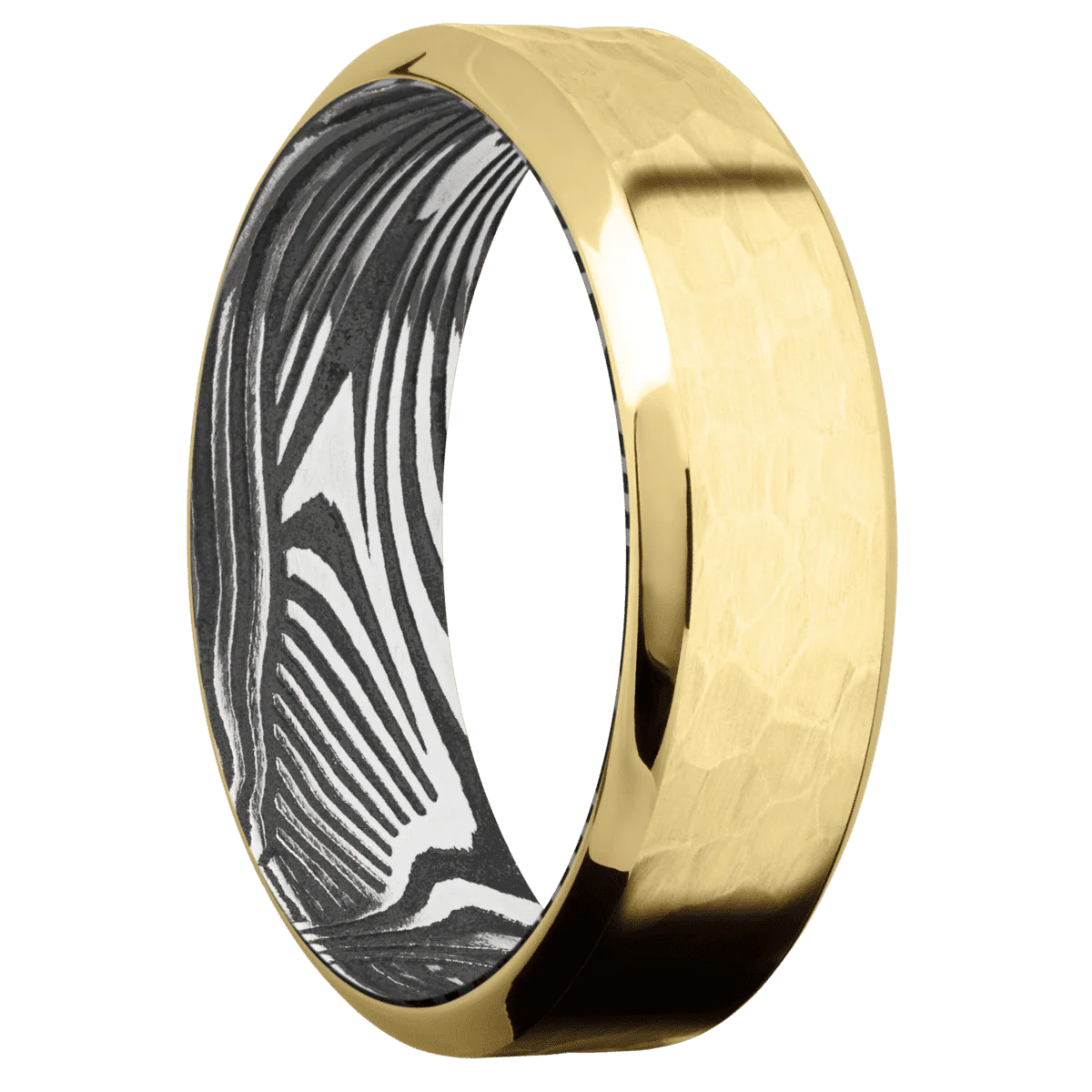 14K Yellow Gold + Hammer , Polish Finish + Sunset