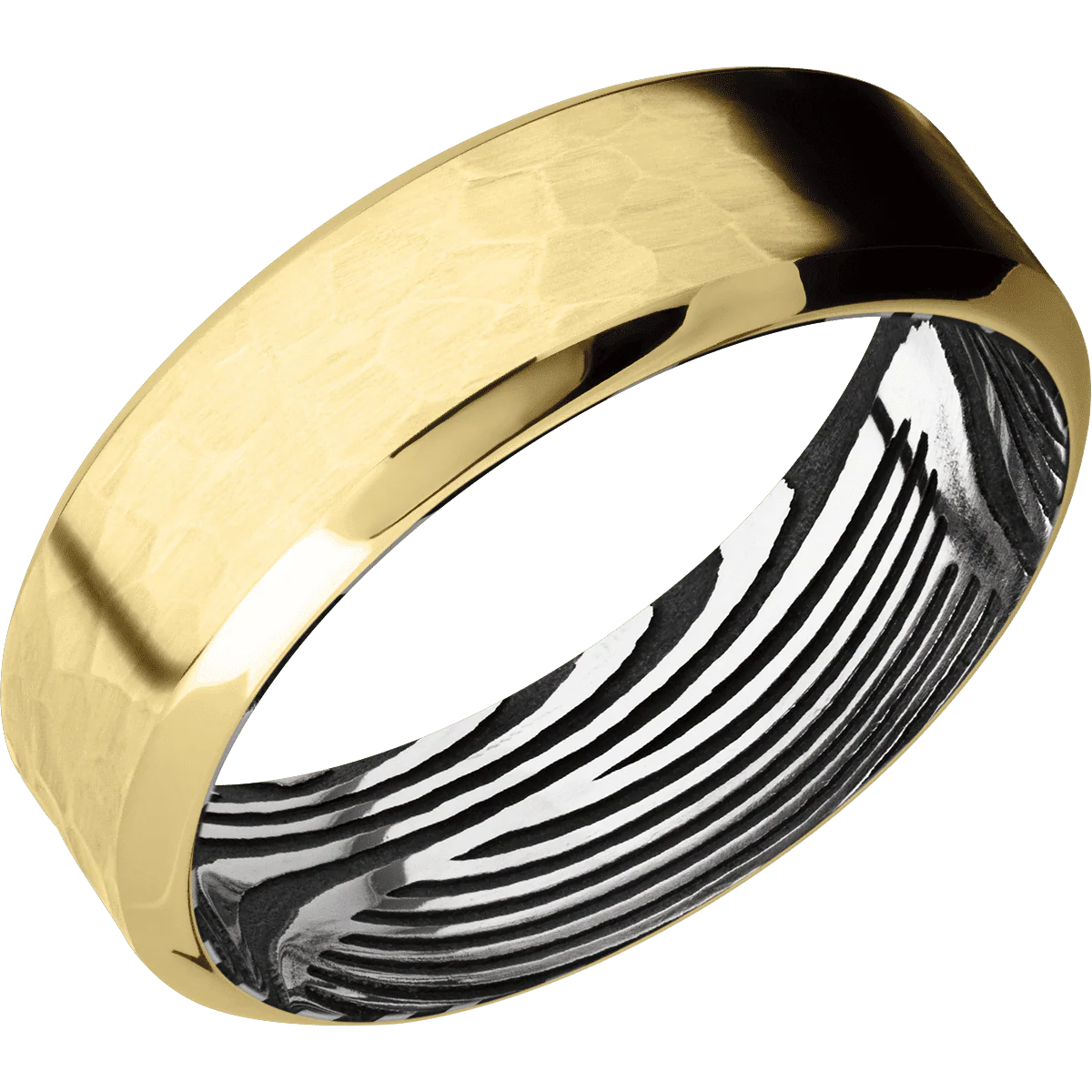 14K Yellow Gold + Hammer , Polish Finish + Sunset - Image 2