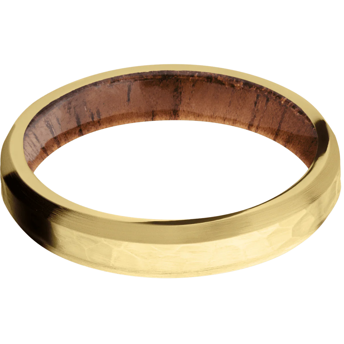 14K Yellow Gold + Hammer , Satin Finish + Koa - Image 3