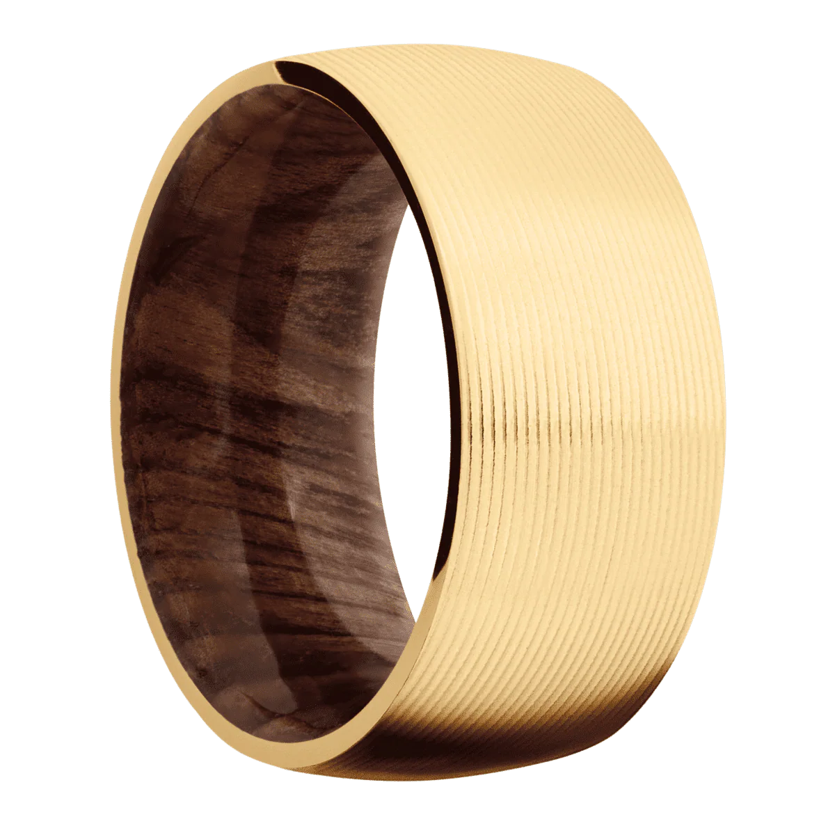 14K Yellow Gold + Machine Finish + Sequoia
