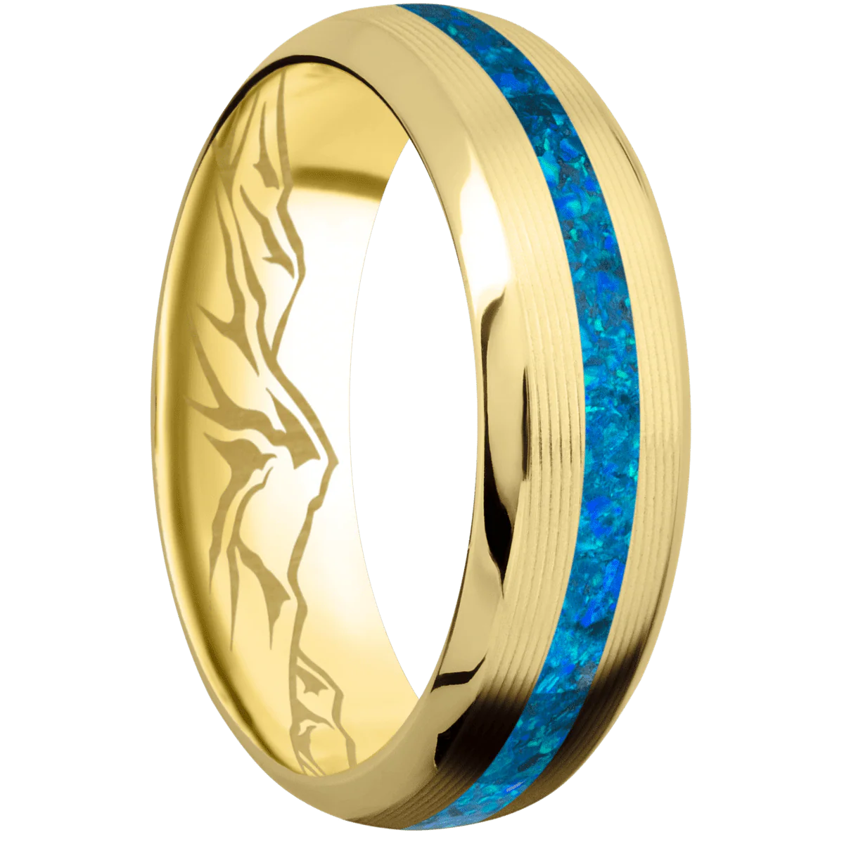 14K Yellow Gold + Machine , Polish Finish