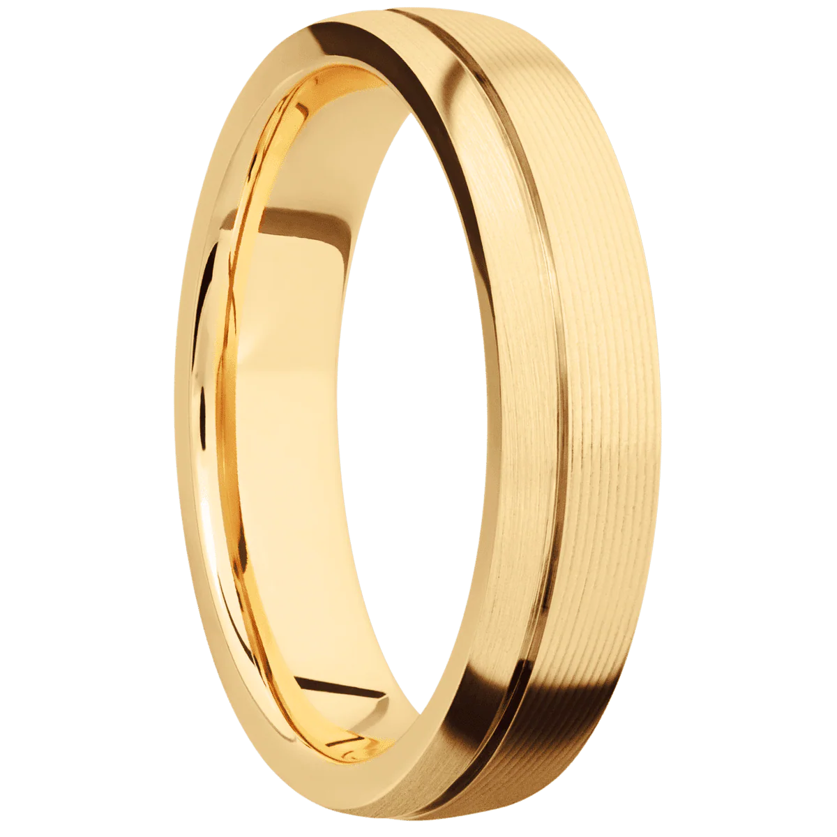 14K Yellow Gold + Machine , Satin Finish