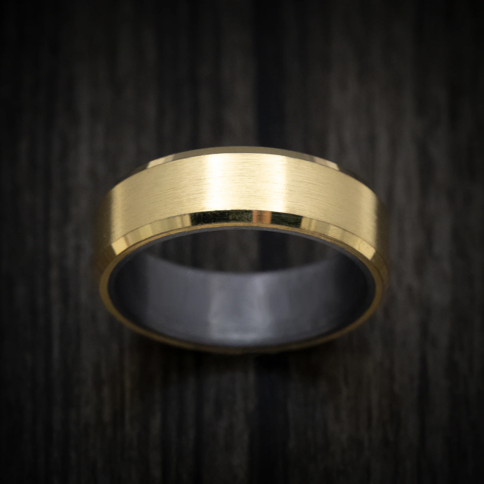 14K Yellow Gold Men's Ring with Tantalum Sleeve - Image 2
