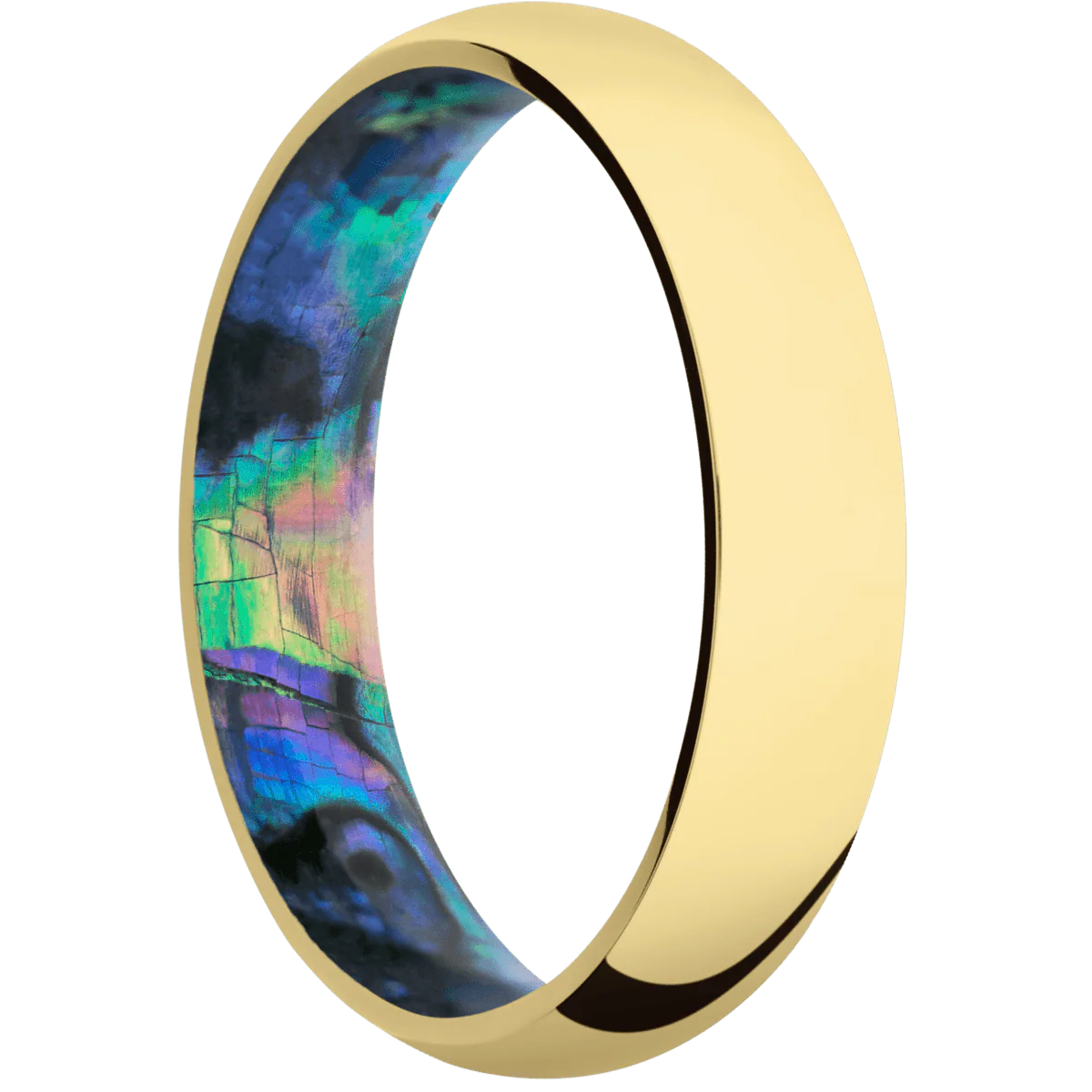 14K Yellow Gold + Polish Finish + Abalone