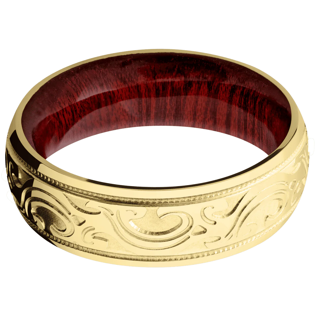 14K Yellow Gold + Polish Finish + Blood Wood - Image 3
