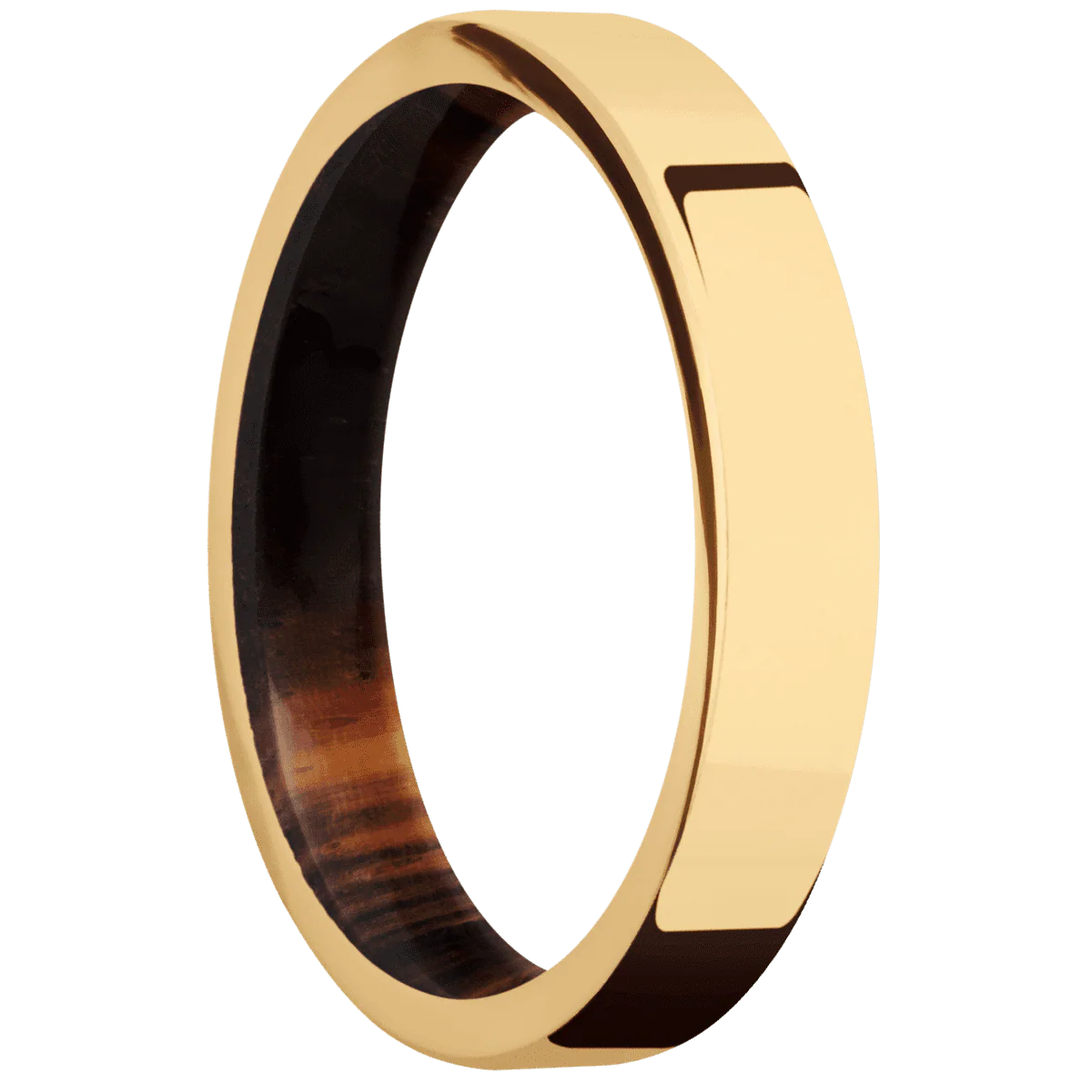 14K Yellow Gold + Polish Finish + Cocobolo