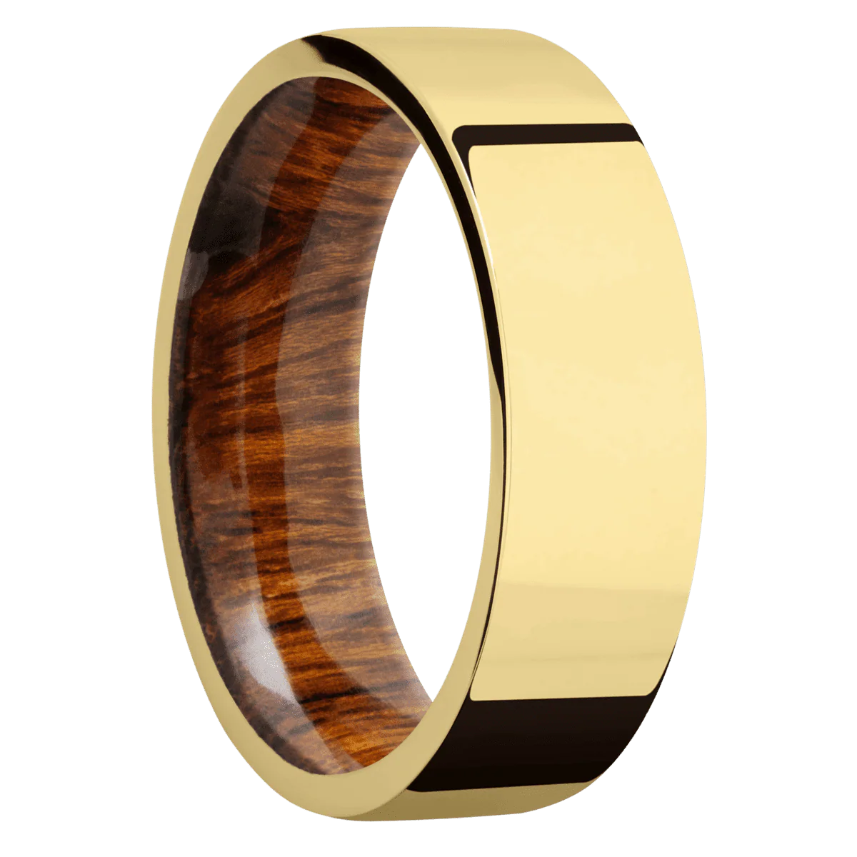 14K Yellow Gold + Polish Finish + Desert Iron Wood