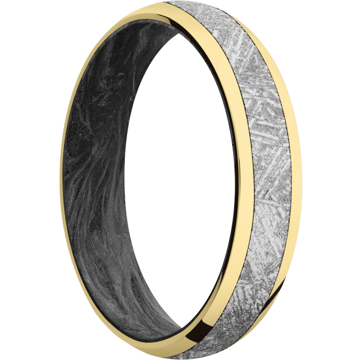 14K Yellow Gold + Polish Finish + Forged Carbon Fiber