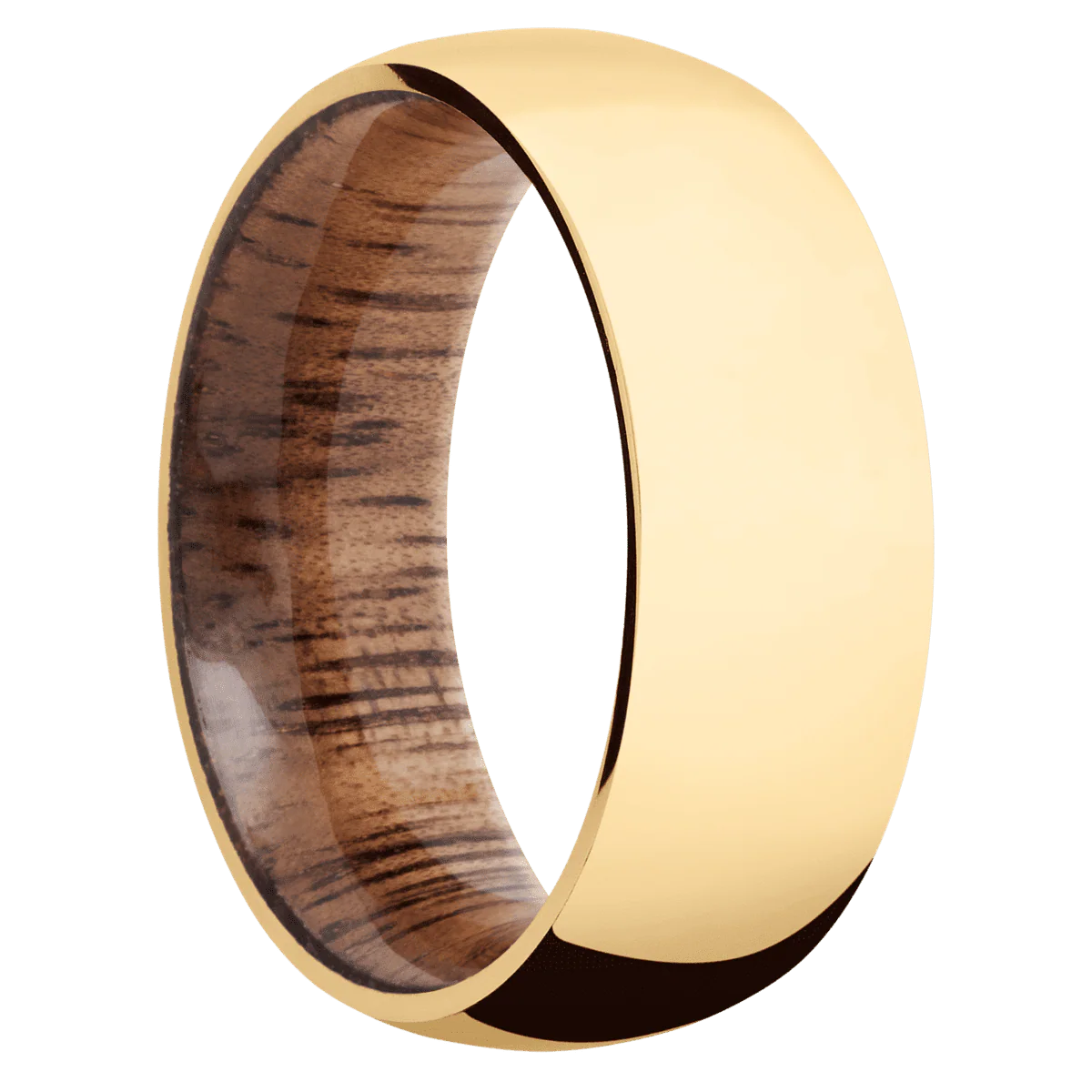14K Yellow Gold + Polish Finish + Koa