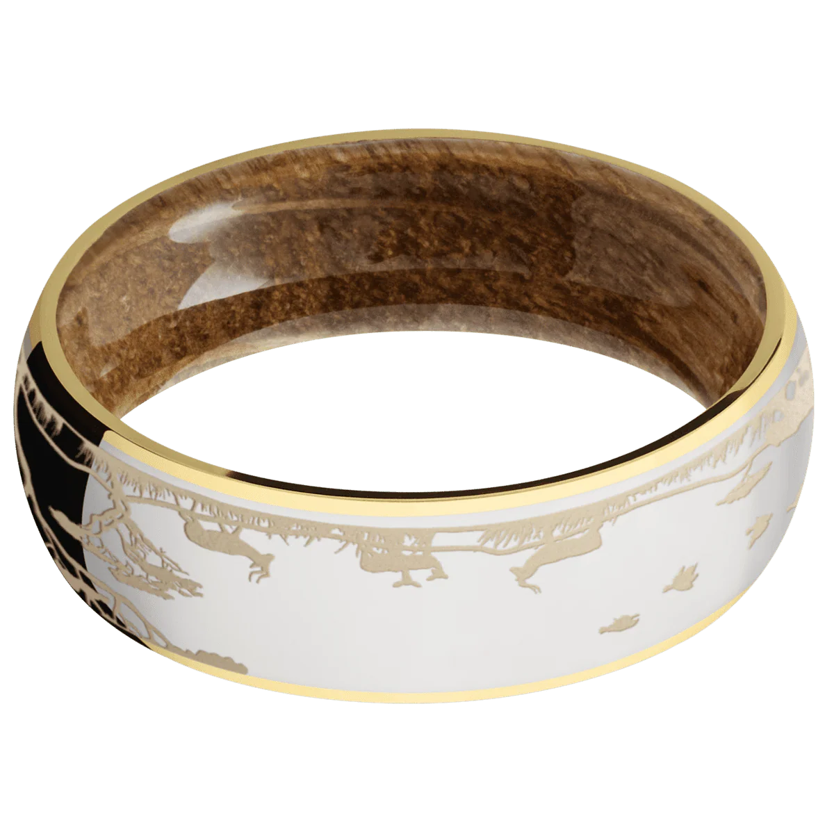 14K Yellow Gold + Polish Finish + Whiskey Barrel - Image 3