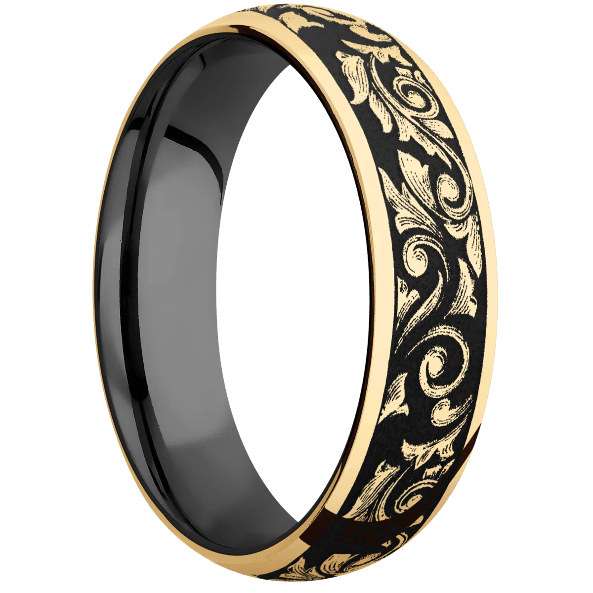 14K Yellow Gold + Polish Finish + Zirconium