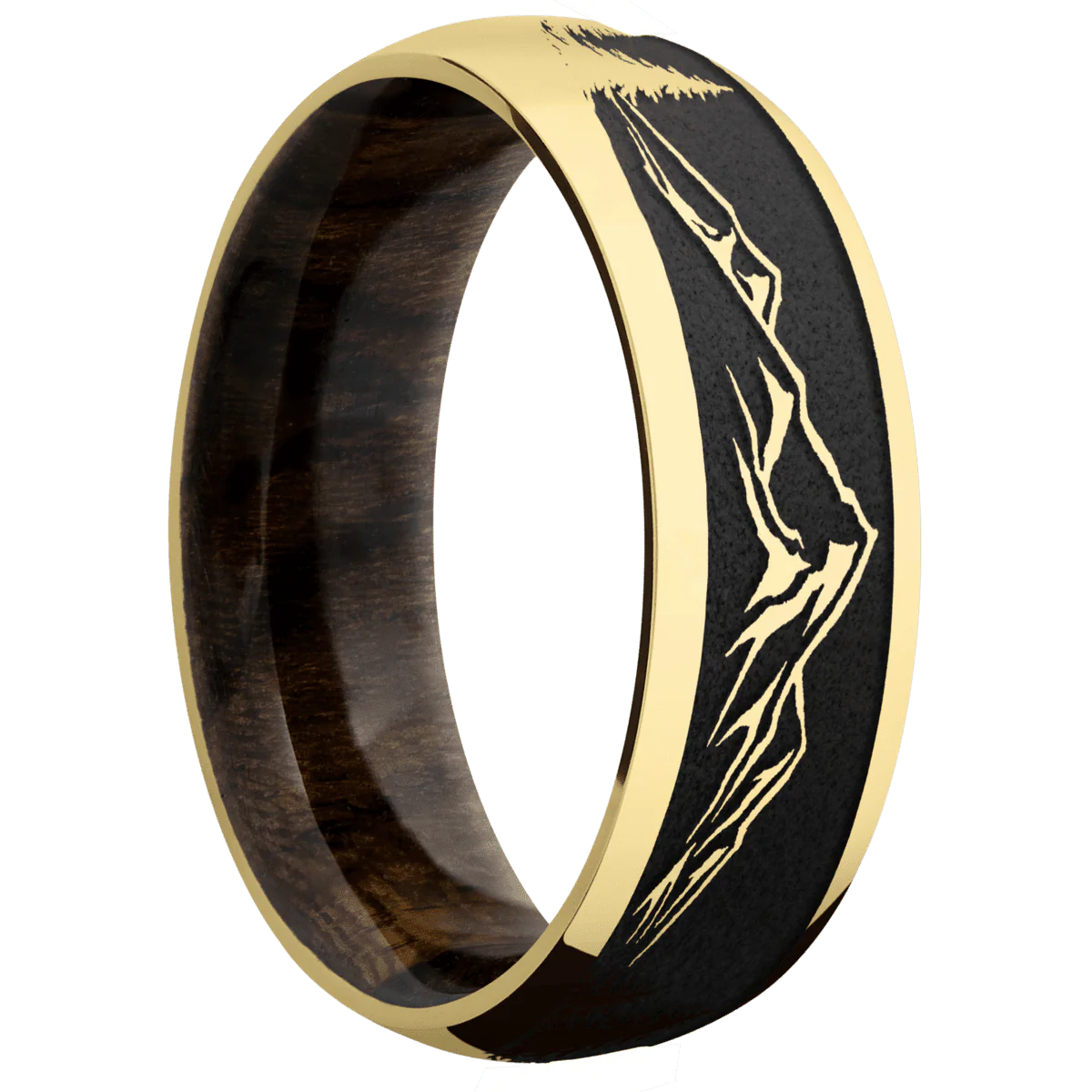 14K Yellow Gold + Polish Finish + Ziricote