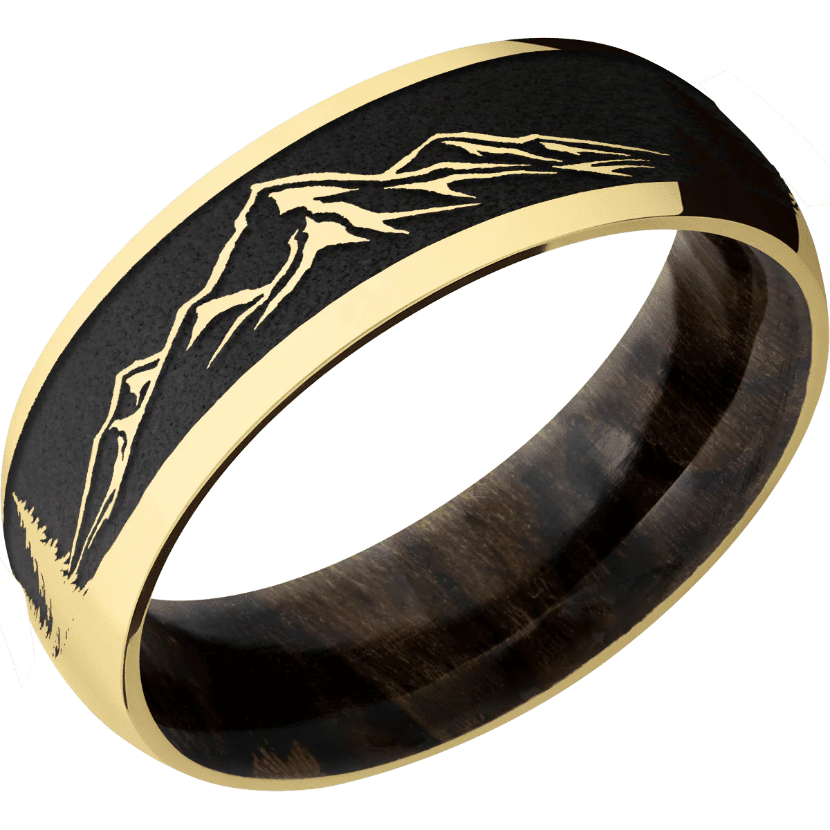 14K Yellow Gold + Polish Finish + Ziricote - Image 2