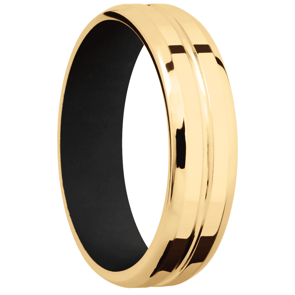 14K Yellow Gold + Polish , Polish Finish + Black