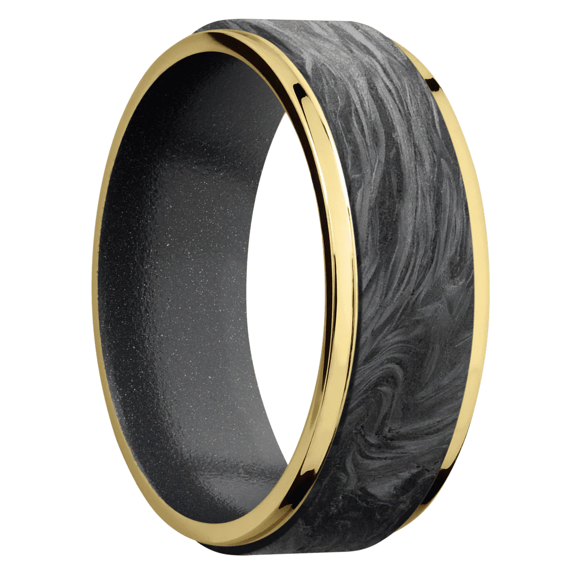 14K Yellow Gold + Polish , Polish Finish + Dark Grey