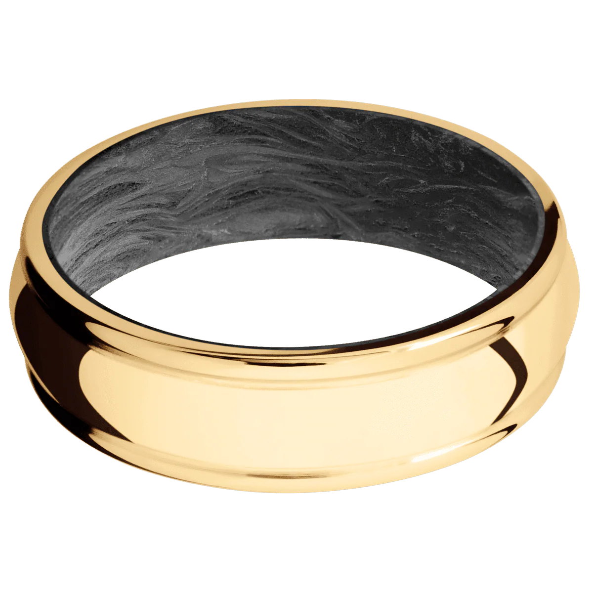 14K Yellow Gold + Polish , Polish Finish + Forged Carbon Fiber - Image 3