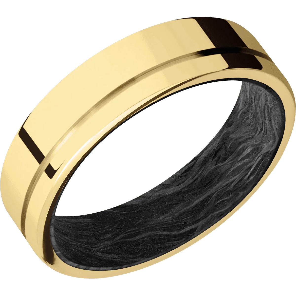 14K Yellow Gold + Polish , Polish Finish + Forged Carbon Fiber - Image 2