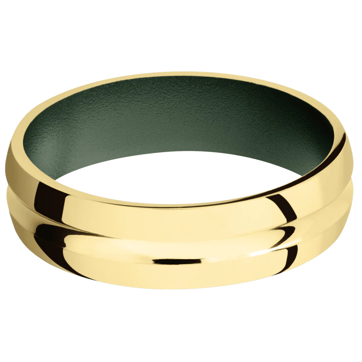 14K Yellow Gold + Polish , Polish Finish + Highland Green - Image 3