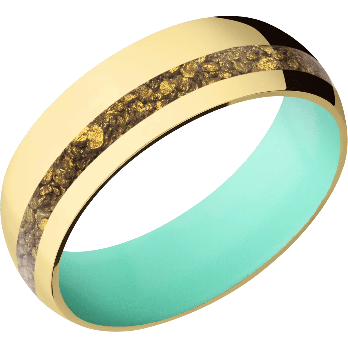 14K Yellow Gold + Polish , Polish Finish + Robins Egg Blue - Image 2
